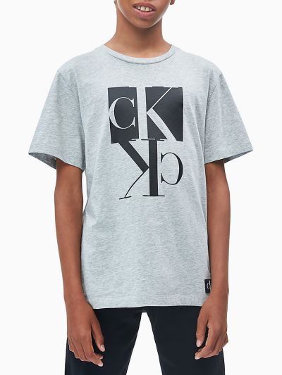 Calvin Klein Ruhák HU320703 | Calvin Klein Organic Cotton Logo Fiu Póló Világos Szürke